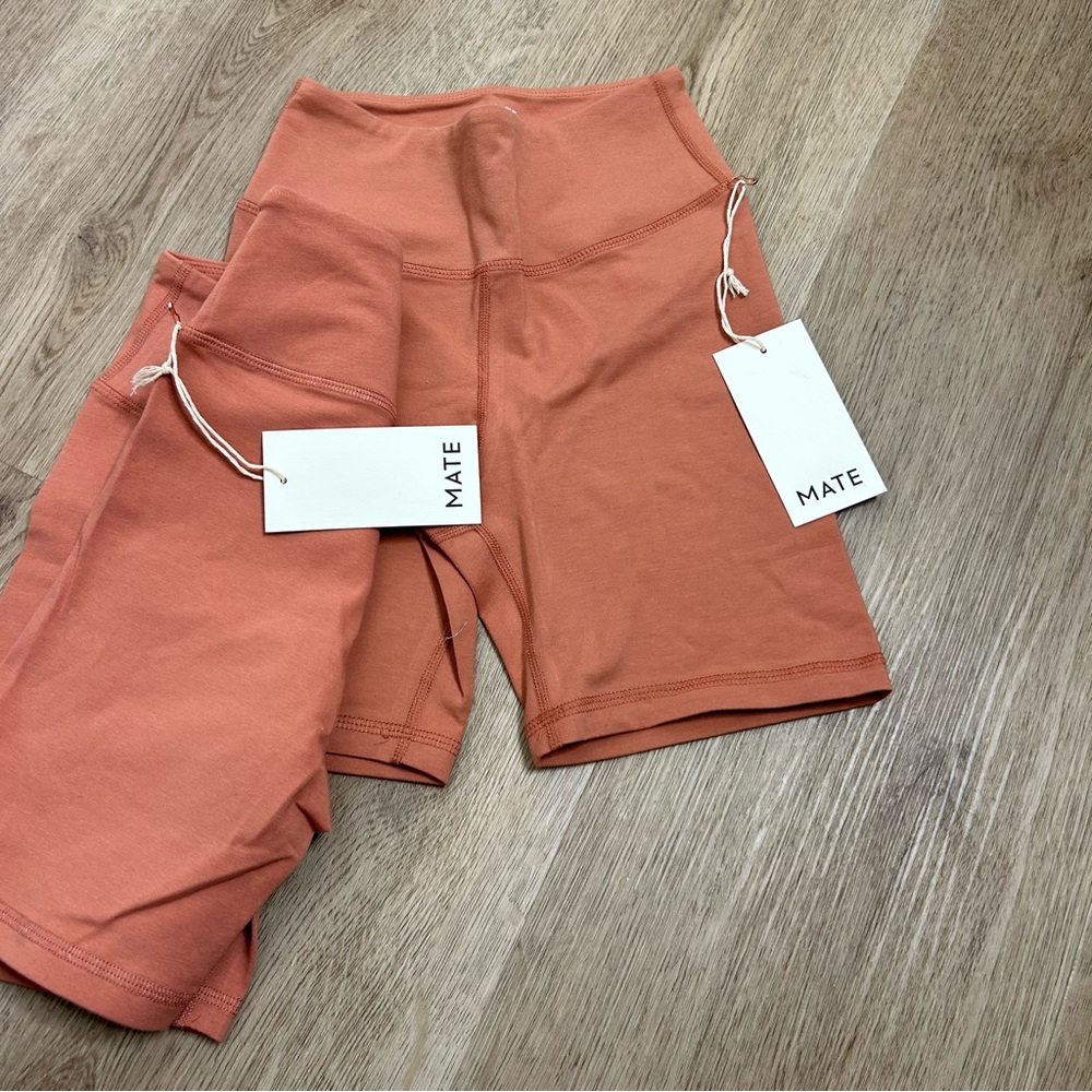 NWT MATE The Label Bundle of 2 Organic Stretch Biker Short in Rose Size XS - Picture 2 of 7